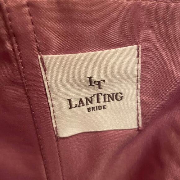 Lan Ting XS bride lavender purple formal maxi gown lace sheer floral embroidery - Picture 9 of 13